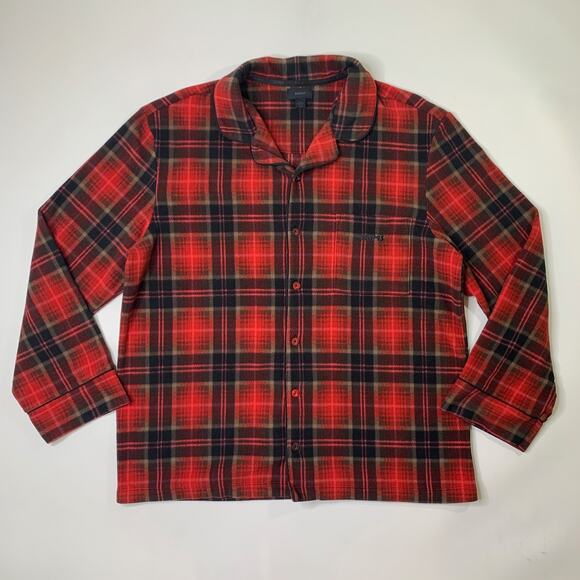 Skims Shirt Men Large Flannel Pajama Top Buffalo Plaid Chest Pocket Lounge Shirt - Picture 2 of 11